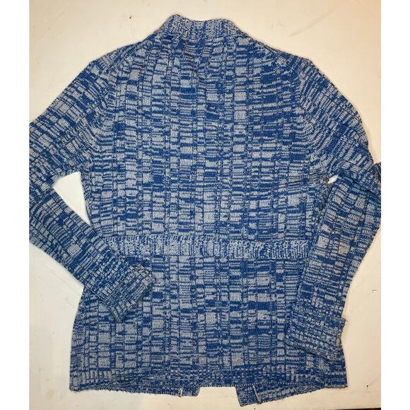 VTG Wocco Blue Marled Knit Belted Cardigan Womens Sz L 70s 80s Retro Cottagecore - Picture 7 of 8